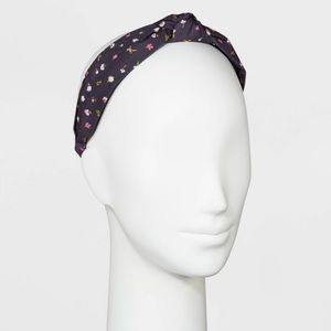 Navy headband with flowers